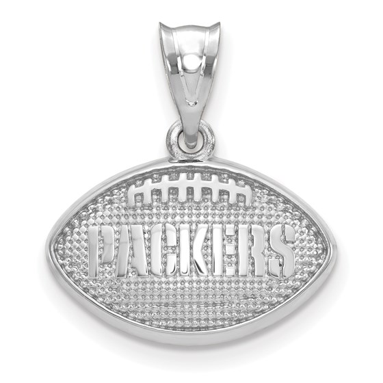 Sterling Silver Green Bay Packers Football with Logo Pendant Sterling Silver Green Bay Packers Football with Logo Pendant